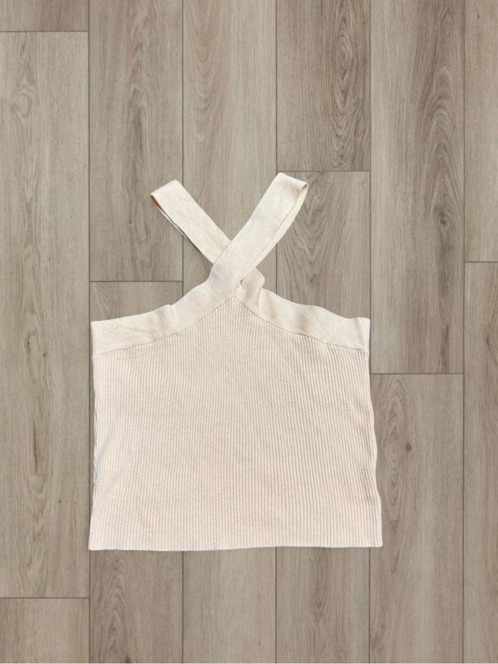 Amazon Cross-Strap Ribbed Tank Top — Cream - Picture 2 of 2